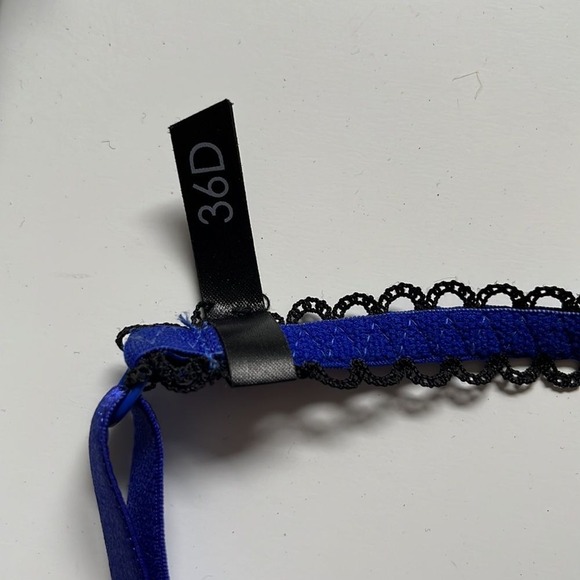 NWT La Vie En Rose Blue Mesh Lace Bra 36D Lined Underwire Feminine Coquette - Picture 4 of 6